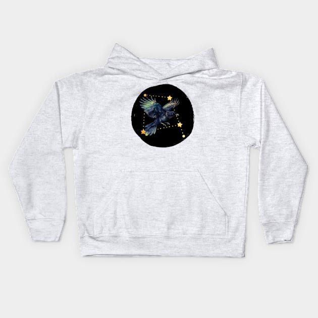 Corvus Constellation Crows Raven Stars Universe Kids Hoodie by ginkelmier@gmail.com